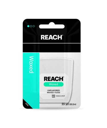 REACH Unflavored Waxed Dental Floss 55 yds (Pack of 12)