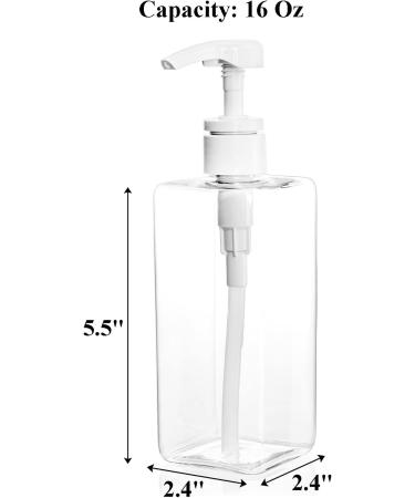 Oblen 12-Pack 500ml Refillable Pumping Containers - Clear Square Bottles for Shampoo Lotion & Cleaning Agents | Ideal for Kitchen & Bathroom - Buy Online on GoSupps.com