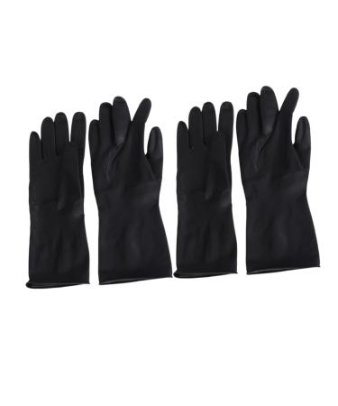 DOITOOL 2 Pairs Hair Salon Mitten Hair Dye Glove Black Rubber Black Reusable Dye Barber Textured Large Accessories Emulsion
