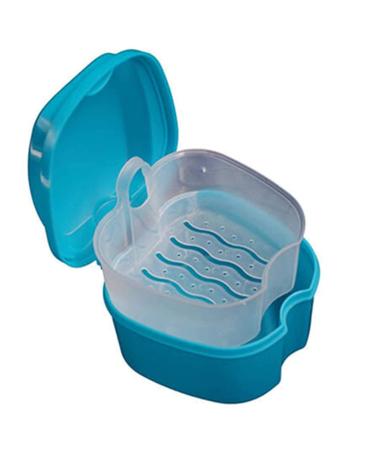 Denture Case with Strainer - 2 Pack Denture Cups for Travel - False Teeth Storage Box in Light Blue - Buy Online on GoSupps.com