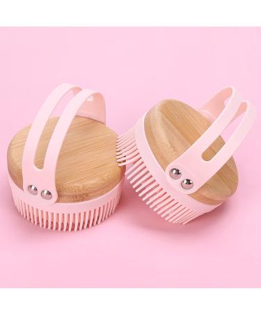 AEIOU Bamboo Back Scrubber & Soft Body Brush for Shower - Pink | Cellulite Treatment & Lymphatic Drainage - Buy Online on GoSupps.com