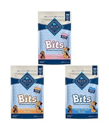 Blue Buffalo Blue Bits Chicken Salmon & Turkey 113 oz Bundle (3 count - 1 of each flavour)
