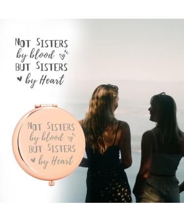 Dyukonirty Sisters Compact Travel Makeup Mirror - Rose Gold Unbiological Sister Gift - Unique Personalized BFF Gifts - Buy Online on GoSupps.com