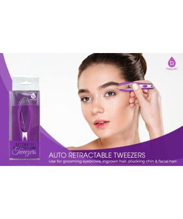 Pursonic Auto Retractable Tweezers for Eyebrows & Facial Hair | Stainless Steel - Smart Grab System, Spotlight Feature - Buy Online on GoSupps.com