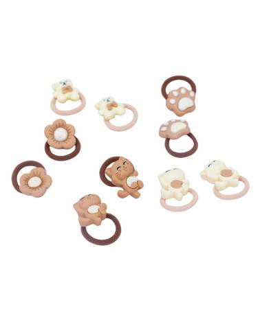 Gerulyss 10 Pcs Coffee Hair Elastic Ties - Cartoon Flower Beige Scrunchies | Cute Bear Paw Ponytail Holder & Happy Cat Hair Accessories - Buy Online on GoSupps.com