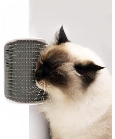 Cat Self Groomer Wall Corner Massage Comb for Long & Short Fur Cats - Grey - Buy Online on GoSupps.com