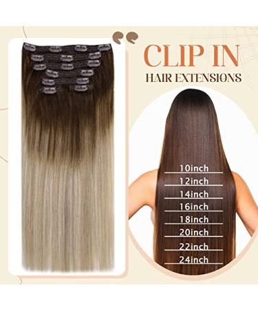 Vivien Remy Real Hair Clip-in Extensions | 22 Inch Ombre Blond & Dark Brew #4/10 | 135g 7PCS for Luxurious Volume - Buy Online on GoSupps.com