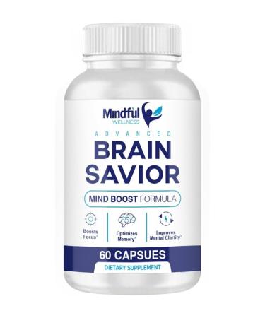 nutradash Brain Savior Capsules - Brain Savior by Mindful Wellness - Brain Savior Mind Boost Formula (60 Capsules - 1 Month Supply)