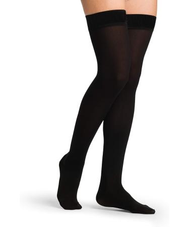 SIGVARIS Women s Essential Opaque 860 Closed Toe Thigh-Highs w/Grip Top 20-30mmHg - Large Long - Black Black LL - Large Long