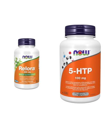 NOW Supplements Relora 300mg Capsules 120 Count & Supplements 5-HTP (5-Hydroxytryptophan) 100mg Capsules 120 Count SUPPLEMENT + SUPPLEMENT NOW 5-HTP 100mg