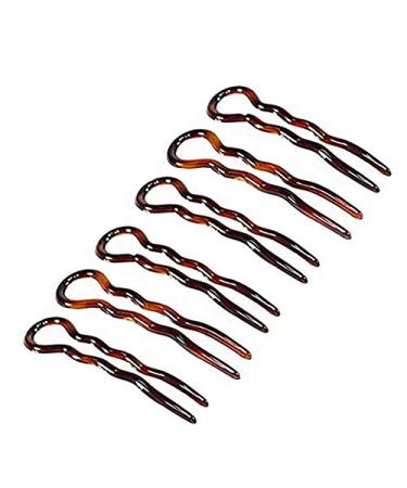 6PCS Plastic U Shaped Hair Pins Bobby Pin Wavy Crink U Shaped Chignon Hair Pin Updo Bun Pins Stick French Sleek Hair Braid Twist Styling Clip Pin Hair Accessories for Lady Women Girl (Brown)