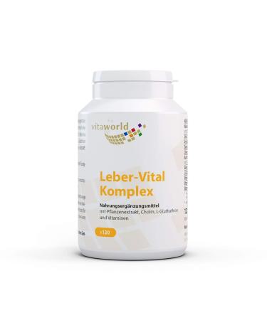Pack of 3 Vita World Vital Complex 120 Capsules with Milk Thistle, Artichoke, Choline, Glutathione, Curcumin, Vegan/Vegetarian Made in Germany