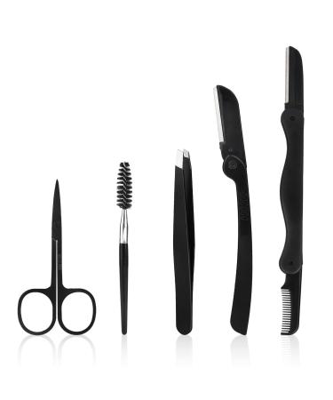 Eyebrow Kit 5 in 1 Eyebrow Trimmer Eyebrow Grooming Set Includes Eyebrow Razors Trimmer Eyelash Extension Brush Scissors Slant Tweezers for Men and Women Beauty Tool