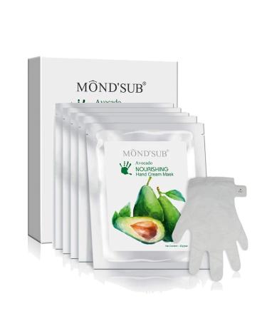 5 Pairs MOND'SUB Avocado Moisturizing Hand Masks | Hydrating Gloves for Dry Hand and Dry Skin | Nourishing & Soothing & Whitening |Best Natural Skin Care Products Full with Natural Oil