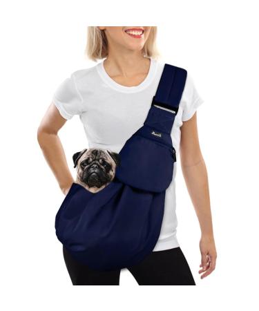 Slowton dog carrier bag pet dog bag with adjustable padded shoulder strap and front bag carrying bag dog for walking outdoors and excursions (dark blue) dark blue m (for pets 2.2-5kg)