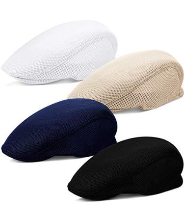 Mens Mesh Flat Cap Breathable Summer Newsboy Hat Cabbie Flat Cap Elegant Colors 4