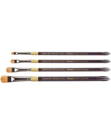 KINGART Original Gold Specialty 9247 Series Crescent Filbert Blender Artist Brush Set of 4 - Acrylic Handle, Taklon & White Bristle Blend - Buy Online on GoSupps.com