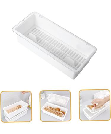 Alipis Box Chopsticks Box Drain Box Metal Chopsticks Metal Tray Useful Chopsticks Holder Household Drawer 28X12.7X7.2CM White - Buy Online on GoSupps.com