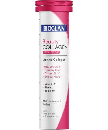 Bioglan Collagen Effervescent | 1000mg | Hydrolysed Marine Collagen | Biotin | Selenium & Vitamin C | 20 Berry Flavoured Effervescent