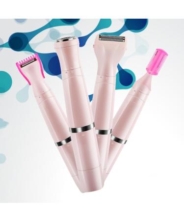 4-in-1 Washable Electric Lady Shaver & Facial Trimmer - Pink | Women's Razor for Armpits & Face - 14x5cm - Buy Online on GoSupps.com