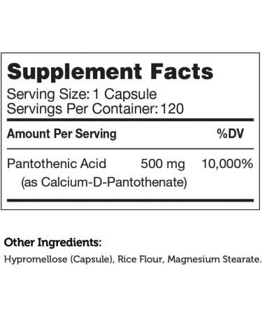 Zahler Pantothenic Acid - 120 Capsules - Buy Online on GoSupps.com