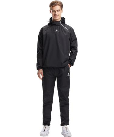 HOTSUIT Sauna Suit for Men - Sweat Sauna Jacket and Pants Set - Black XL - Buy Online on GoSupps.com