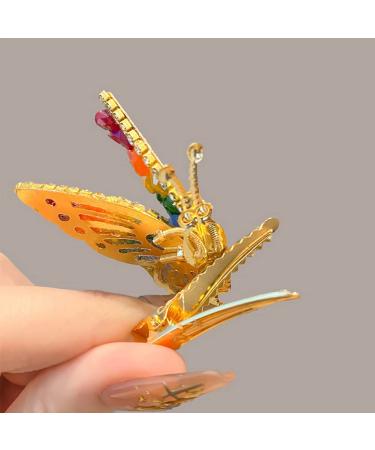 KuuGuu 2 PCS Gold Pearl Crystal Butterfly Hair Clips - Alligator Metal Barrettes with Moving Butterflies - Buy Online on GoSupps.com