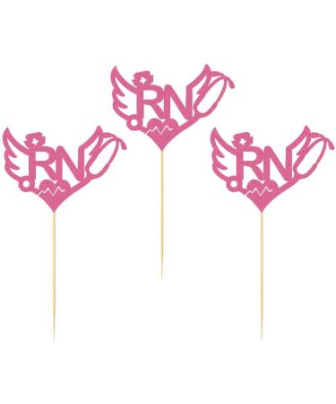 24 Pcs Pink Graduation Cupcake Toppers RN Theme Party Cake Decoration Nurse cap Stethoscope Party Cake Dessert Insert MGPFERD - Buy Online on GoSupps.com