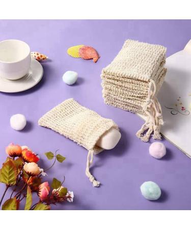 KIPETTO 15 Pieces Natural Sisal Soap Bags - Exfoliating Vegan Drawstring Bags for Shower & Bath - 14 x 9 cm - Buy Online on GoSupps.com
