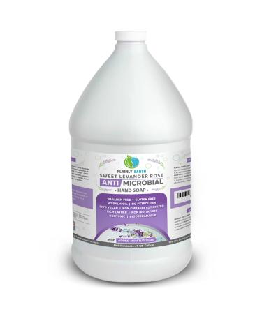 Plainly Earth Antimicrobial Liquid Hand Soap - Antibacterial Soap Refill - Hand Soap Refill Bottle - Cruelty Free Moisturizing Soap  Sweet Lavender Rose  1 US Gallon 1 Gallon Lavender