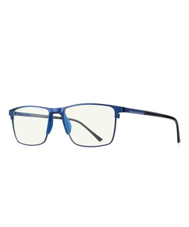 MERRY'S Fashion Blue Light Blocking Glasses - Reading Glasses Metal Frame Spring Hinge Readers for Men Eyeglasses Blue-52mm 1.5 x