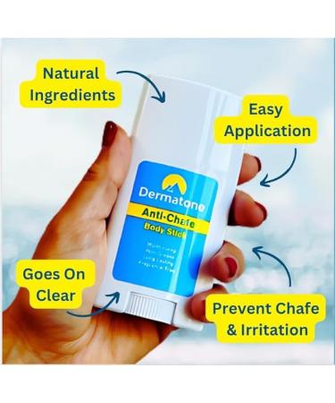 DERMATONE Anti-Chafe Body Stick | 2-Pack | Fragrance Free Skin Balm | Prevent Friction & Chafing | Use for thigh arm chest butt ball rubbing | Travel/Small 0.45oz sticks 0.45 Ounce (Pack of 2) - Buy Online on GoSupps.com
