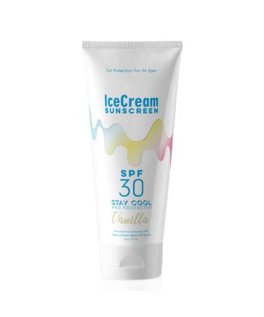 IceCream Broad Spectrum SPF 30 Sunscreen Lotion Body & Face Lotion Sunblock Moisturizer with SPF Water & Sweat-Resistant for 80 Minutes Reef-Friendly & Cruelty-Free 6oz (177ml) - Vanilla Vanilla 6 Fl Oz (Pack of 1) - Buy Online on GoSupps.com