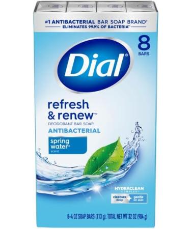 Dial Antibacterial Bar Soap - Refresh & Renew Spring Water 4 oz (Pack of 8) - Effective Germ Protection | International Shipping Available - Buy Online on GoSupps.com