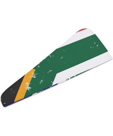 South African Flag Microfiber Hair Towel Wrap for Women | Super Absorbent 10x26 Inch Turban with Button - Buy Online on GoSupps.com