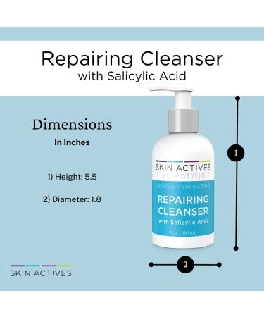 Skin Actives Repairing Cleanser | Pore Clearing Facial Wash with Salicylic Acid | 6 fl. oz. | Ceramides & Tremella for Clear Skin - Buy Online on GoSupps.com