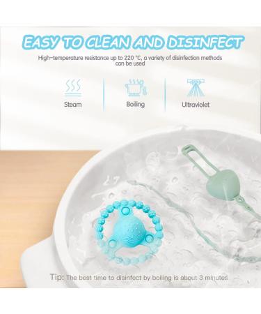 Baby Teething Toys with Rattle | BPA Free Silicone Teether for Babies 6-12 Months | Includes Anti-Drop Chain | Promotes Sensory Development | 2PCS Blue - Buy Online on GoSupps.com