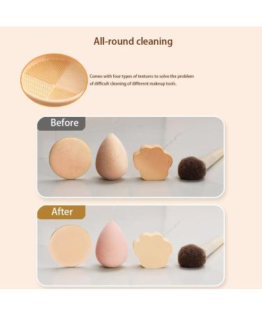 "2-in-1 Silicone Makeup Brush Cleaner Set Includes Cleaning Mat (Khaki) - Buy Online on GoSupps.com