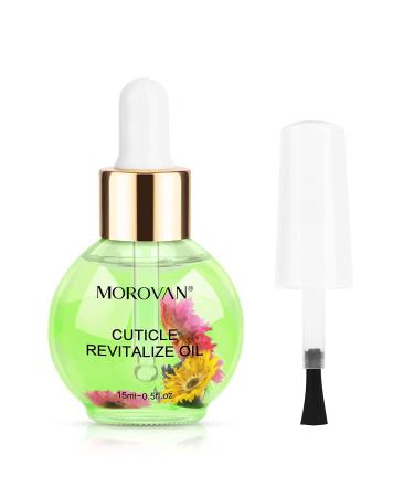 Morovan Nail Cuticle Oil Vitamin -15ml Natural Cuticle Oil Strengthens Nails - The Smell of Aloe Vera with Flower Scented- Soothe & Moisturize & Nourish Dry Damaged Nails and Cuticles Dropper Design with Another Brush He...