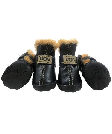 WINSOON Dog Australia Boots Pet Antiskid Shoes Winter Warm Skidproof Sneakers Paw Protectors 4-pcs Set Black Size 7