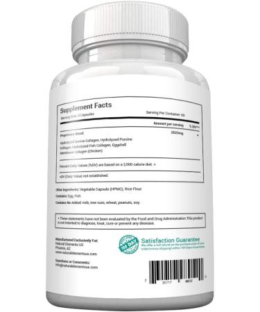 Multi Collagen Protein Capsules - 180 Collagen Pills - Type I, II, III, V, X Peptides - Eggshell, Chicken, Fish & Grass-Fed Beef Blend - 2025mg/serv - Buy Online on GoSupps.com