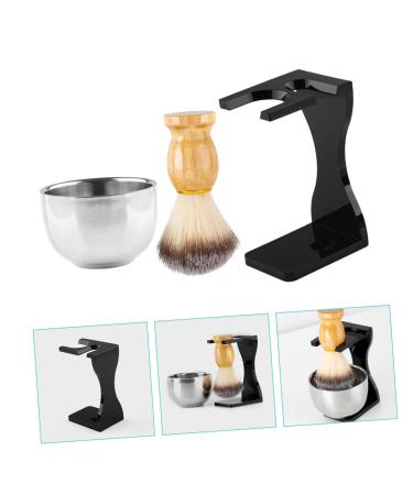 FRCOLOR 4-Piece Black Shaving Set for Men | Premium Brush Stand & Kit | Ideal Gift for Husbands | Comfortable Acrylic & Metal Design - Buy Online on GoSupps.com