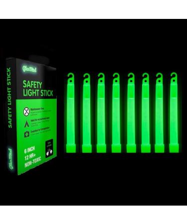 12 Ultra Bright Emergency Glow Sticks - Individually Wrapped Long Lasting Industrial Grade Glowsticks for Survival Gear, Camping Lights, Power Outages and Military Use (Green) Green 12 Pack