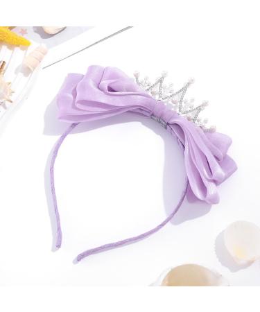 IYOU Crystal Princess Headband Purple Bow Hair Bands Pearl Crown Headwear Birthday Cosplay Party Hair Accessories for Girls - Buy Online on GoSupps.com