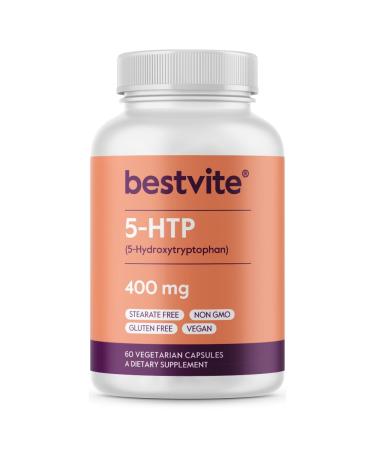 BESTVITE 5-HTP 400mg per Capsule (60 Vegetarian Capsules) - No Stearates - Vegan - Non GMO - Gluten Free - Extra Strength 5HTP 60 Count (Pack of 1)