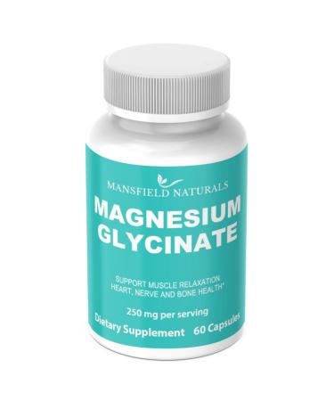 Magnesium Glycinate Supplement Gentle on Stomach Supports Nerve Muscle & Sleep Health 2 Capsules Daily 60 Capsules
