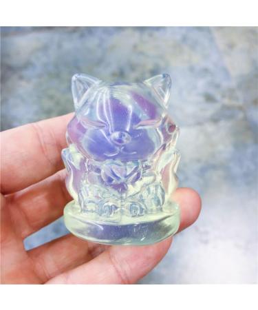 Natural Opal Crystal Stone Opalite Fox Hand Carved Crystal Polished Quartz Stones Gemstones for Home DIY Decorations - (Size: 50mm) Home Goods
