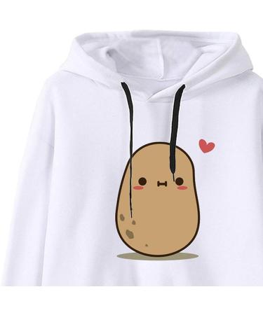 Cute Potato Heart Printed Hoodie - A01 Black, Size XL - Buy Online on GoSupps.com