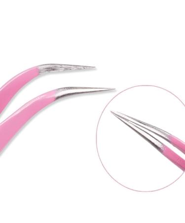 AKOAK Stainless Steel Eyelash Extension Tweezers - Straight and Curved Tips - Pink (2 Pieces) - Buy Online on GoSupps.com