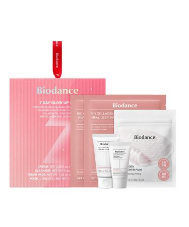 BIODANCE 7 Day Glow Up Kit: Collagen Gift Set for Glass-Skin Korean Skin Care with Mask to Foam Cleanser Toner Pads Moisturizer Gel Masks Valentines Day Gifts for Her Skin Care Set
